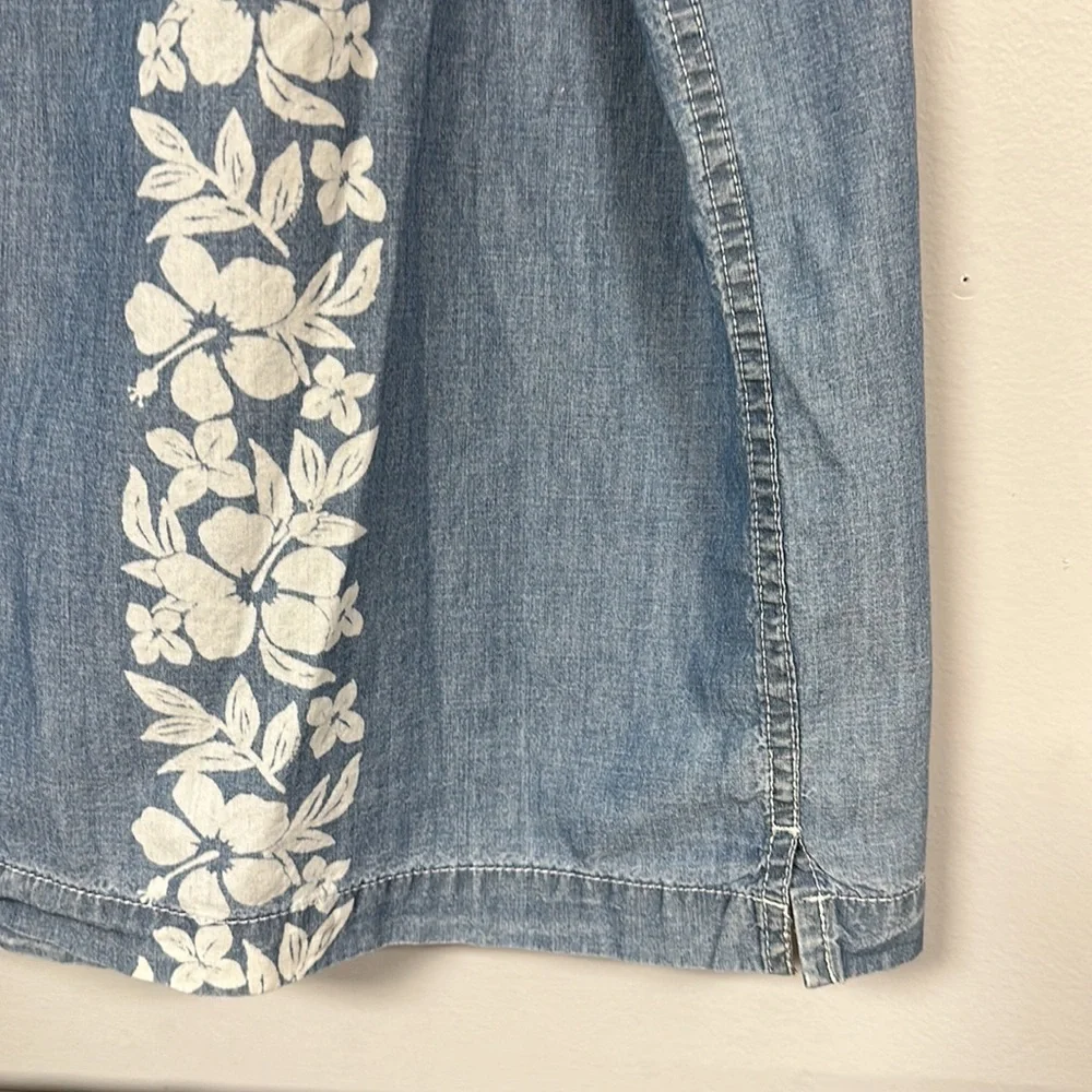 GAP HAWAIIN SHIRT, blue with white flowers, 100% cotton, L, good condition!